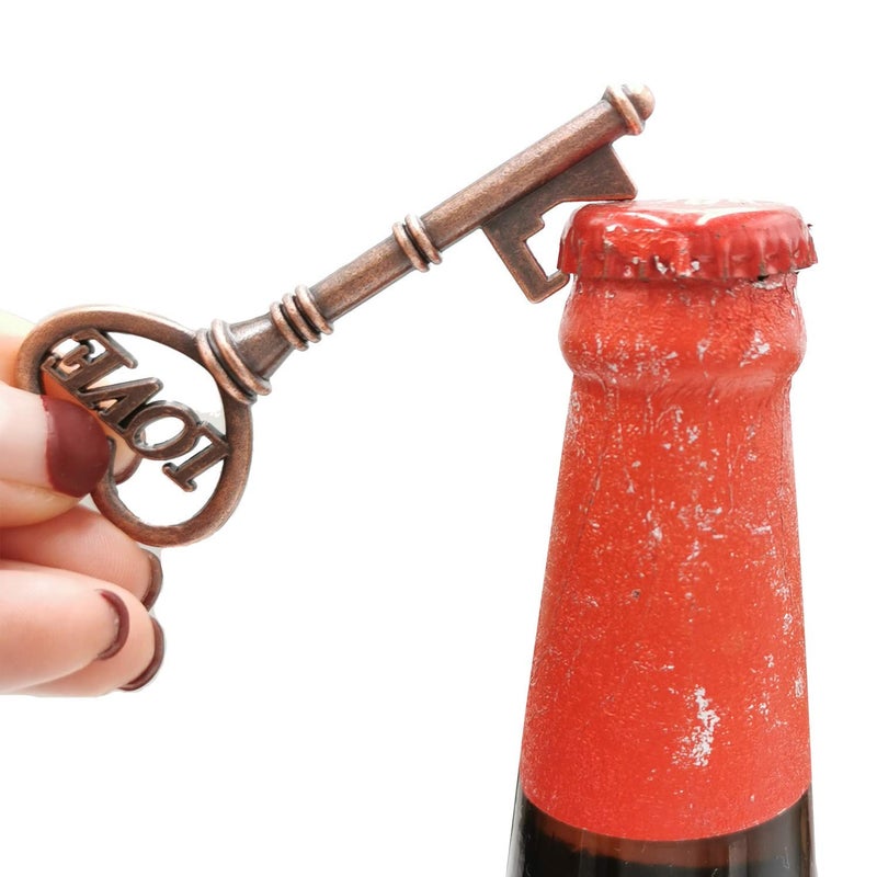 Makhry 52pcs Vintage Skeleton Key Bottle Opener with Love Heart Escort Tags and Keychain as Wedding Favor for Wedding Decor (Antique Copper) - Image 4